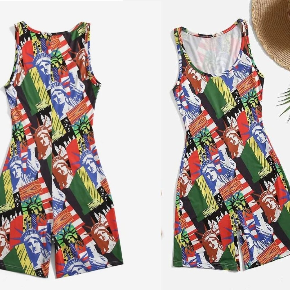 Sale🤞 NEW! Statue of Liberty Print Unitard Romper